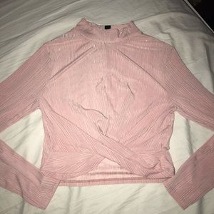 Pink Long Sleeve Crop Top